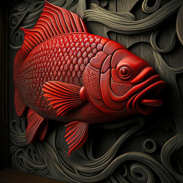 3D model Red paku fish (STL)